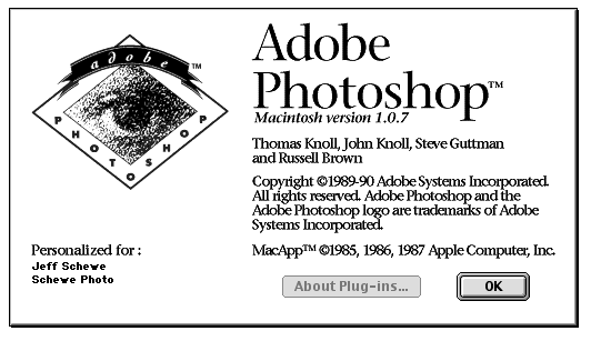 Photoshop 1.0 splash screen